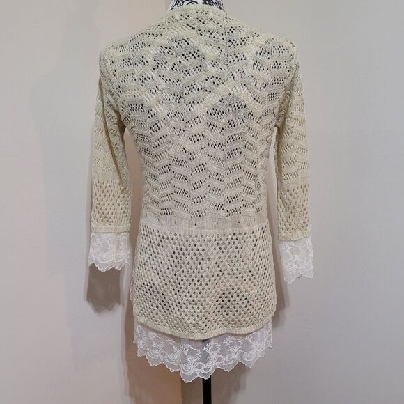Joy Joy Cream Lace Women's Cardigan - Picture 3 of 7